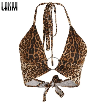 LAISIYI Moda Leopard de Imprimare Vesta 2019 Femei Imprimate Crop Top Sexy Backeless Camis Streetwear Bralette Trunchiate Teuri ASVE20824
