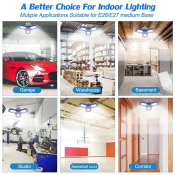 360 de Grade 40W 60W Triple Deformabile Strălucire Garaj Lumina Lumina de Interior Garaj Premium 6000 Lumeni LED-uri Lumina