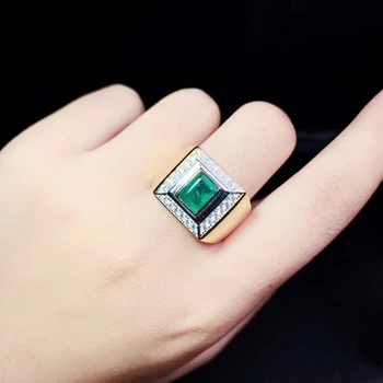 Procogem Naturale de Smarald Inele pentru Barbati Femei 5A Grad Genuine Verde pietre semipretioase bijuterii Fine de Argint 925 Certificat #725