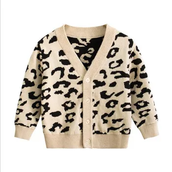2019 Noi De Toamna Pentru Copii Baieti Fete Knit Cardigan Copii Copii Haina Îmbrăcăminte De Imprimare Leopard Fete Pulover Jumper De Vânzare Fierbinte