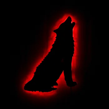 Pădure Lup Care Urlă Decorative Acrilice Oglindă De Perete Wolf Totem Tribal Animal Luminos, Oglinda De Perete Lup Iubitorii De Om Pestera Cameră Decor