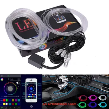 5PC Sunet Nou Activ EL Neon Sârmă, Benzi de Lumină LED RGB Interior Auto Lumina Multicolor Telefon Bluetooth Control Atmosferă de Lumină 12V