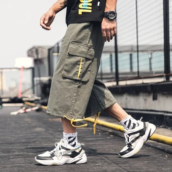 2019 stil de vara barbati streetwear vițel-lungime pantaloni cordon de bumbac pantaloni hip hop joggeri LBZ109