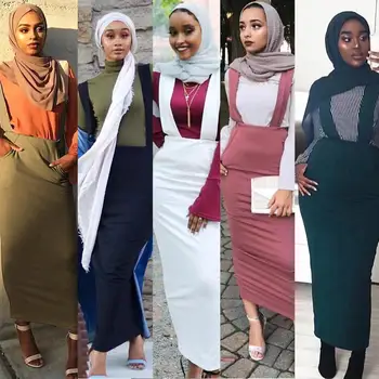 5 Culori Abaya Musulman Fusta Femei Suspensor Fusta Maxi Creion Orientul Mijlociu Bodycon Rochii Talie Mare Linie Dreaptă Fusta Lunga Islamic Noi