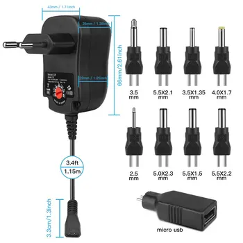 3-12V 12W Reglabil de Alimentare cu curent continuu USB Sfaturi Multifuncțional Încărcător Portabil Regulator de Tensiune Comutator Power Adapter