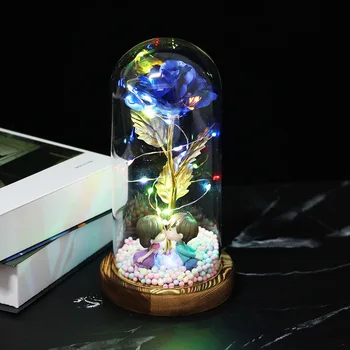 Noul LED Fermecat Galaxy a Crescut Veșnică Aur de 24K Folie Floare Cu Fairy Șir de Lumini În Dome De Crăciun Cadou de Ziua Îndrăgostiților