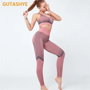 Yoga Set 2 buc haine de antrenament set pentru femei sutien de sport și jambiere set haine sport sală de Gimnastică Jambiere de Fitness, Costume de yoga atletică set