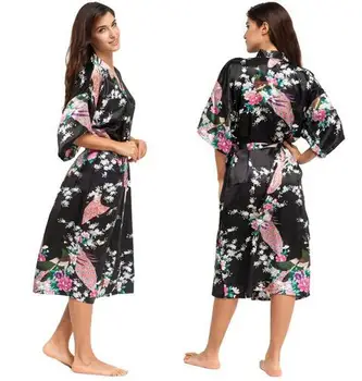 Satin rochii de Mirese Haină de Nuntă Pijamale de Mătase Pijama Casual, Halat de baie Animal Raional cămașă de noapte Lungă, Femei, Kimono XXXL