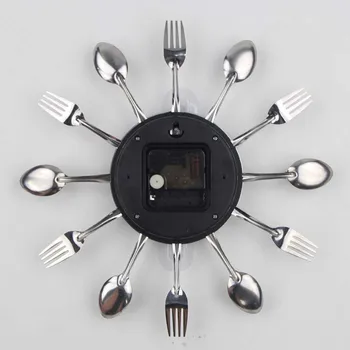 Tacâmuri De Bucătărie De Design Ceas De Perete Multicolor Metal Furculiță Lingură Moderne Tacâmuri Ceasuri Pentru Acasă Decorare Camera De Zi