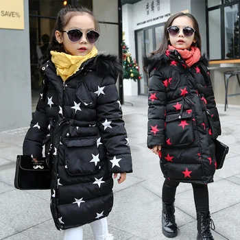 2018 Copii Îmbrăcăminte Exterioară De Iarnă Jachete Paltoane Jacheta Copii Pentru Fete Cald Îngroșare Cu Gluga Stea Timp Palton Fete Haina De Iarna