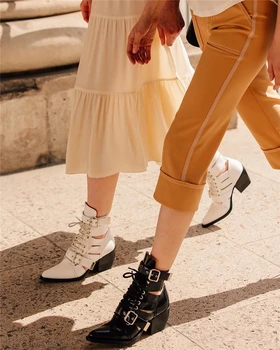WETKISS Tocuri inalte Femei de Vest Cizme a Subliniat Toe Încălțăminte Snake Print Cizme de Moda Doamnelor de la Roma Pantofii 2020 Primăvară Femeie Nou
