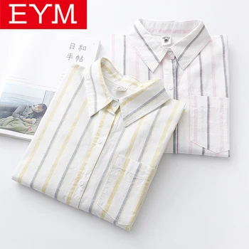 EYM Brand Femei Bluza cu Dungi 2020 Nouă Primăvară în Vrac Proaspăt Femei Bluza cu Maneca Lunga Camasi Office Simplu Casual, Doamna Topuri Blusas