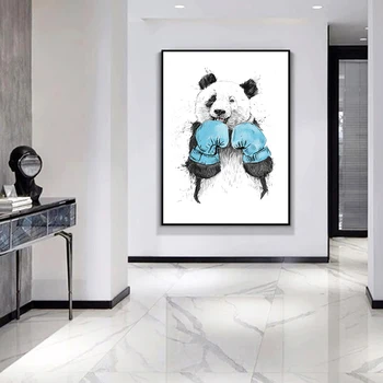 Nordic Animale de Desene animate Drăguț Panda Panza Pictura Poster de Imprimare Cuadros de Arta de Perete pentru Camera de zi Decor Acasă (Fara Rama)