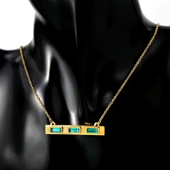 Brand De Lux Pătrat Verde Piatră Lanț Colier Femeie Colier De Aur Pentru Bijuterii Cadou