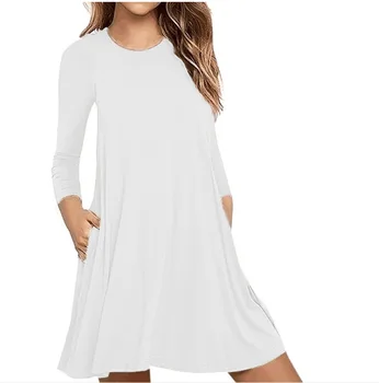 îmbrăcăminte UVRCOS Femei nou de noul fond de 2020 toamna ierni este de culoare pură maneca lunga rochie de buzunar