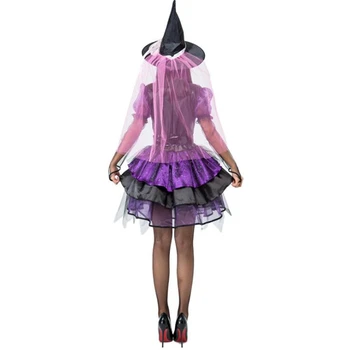 Femei superbe Violet Tutu Costum Vrajitoare Halloween, Petrecere Adulti Cosplay Îmbrăcăminte costum Adult cosplay femei