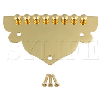 8 Siruri de caractere de Metal Mandolina Tailpiece Piese cu 3 Șuruburi de Fixare de Aur