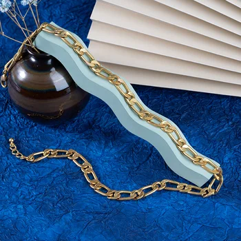Din oțel inoxidabil, Metal Lanț colier grele coliere Colier de Lanț de Gât Lanțuri pentru Femei Vintage Exagerat de Aur Goth Hoop
