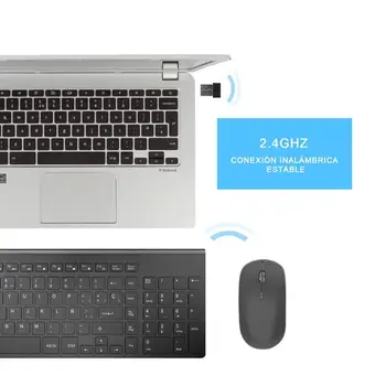 Spaniolă Tastatură fără Fir și Mouse-ul Ergonomie, built-in baterie Reîncărcabilă, Utilizarea pe termen Lung Cu interfata USB