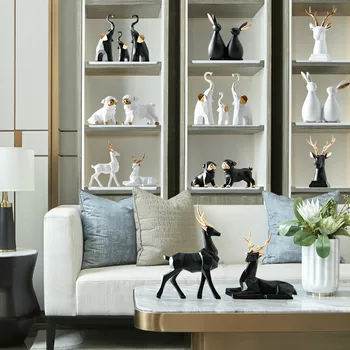 Nordic Decor Acasă TV cabinet Dormitor, Camera de zi Meserii Creative Alb și Negru Ornamente Animal accesorii decor