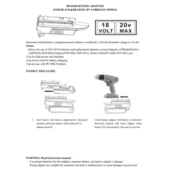 Hpa1820 20V Baterie Converti Adaptor Pentru Black Decker/Stanley/Porter Cable 20V Max Baterie cu Litiu Pentru Black Decker 18V Ni-Mh Bat