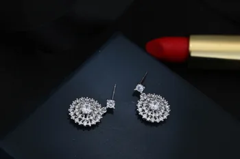 Noua Moda Fierbinte Argint 925 Cristal Rotund Cercei pentru Femei Fete Cadou Declarație de Moda Bijuterii coreea cercei