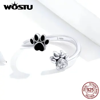 WOSTU Argint 925 Labă de Câine de Companie Amprenta Inel Pentru Femei Nunta Logodna Inele Reglabile Moda Bijuterii DXR605