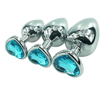 3 Pc-uri Rvs Anaal Butt Plug Stimulator Speelgoed Gladde Metalen Cristal Sieraden Hart Vormige Seksspeeltjes Voor Koppels Homo anal