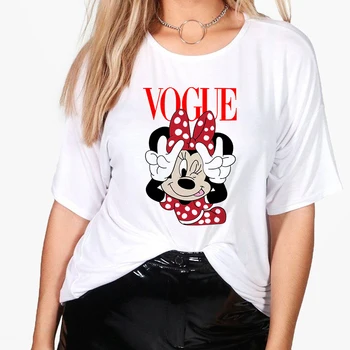 Disney Moda tricou Femei Mickey Mouse Desene animate Top de Vară Europeană Ulzzang Estetice Haine Fetele Pot Face Orice Hipster