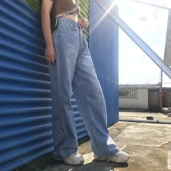 XUXI Toamna anului 2020 Rupt Blugi Femei Streetwear Înaltă Talie Pantaloni de Moda Liber Cowboy Trage-Sol Largi Picior Pantaloni Lungi FZ2448