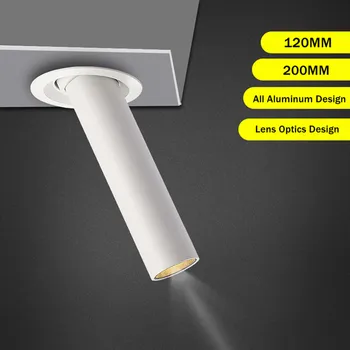 [DBF]Tub Lung Unghi Reglabil LED COB Încastrat tip Downlight Nu Estompat 12W Spot Tavan Lumina 6000K 3000K 4000K AC110V/220V