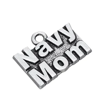 EUEAVAN 20buc Antic Argintiu Placat cu Metal Marinei Mama Cuvânt Charm Pandantiv Bijuterii DIY Cadou Minunat pentru Soldat sau Mama