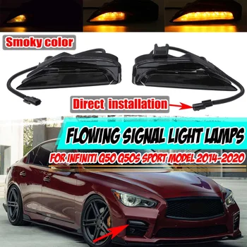 2X Masina Bara Fata Dinamic LED-uri de semnalizare care Curge Lumina de Semnalizare Lampa de Ceață DRL Pentru Infiniti Q50 Q50S Model Sport-2020
