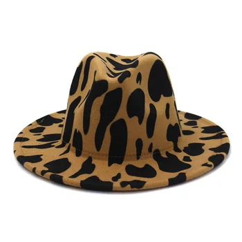 2020 Nou Leopard Toamna Iarna Bărbat Femeie Lână Simțit Jazz Pălării Fedora Triped Zebra Răpăit Hatsn Casual Barbati Femei Pălării în aer liber