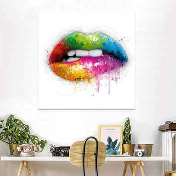 Canvas Wall Art Imagini HD Printuri Living Decor Acasă Singură Femeie Ruj Rosu Picturi Cadru Buze Roșii Sărută-Postere