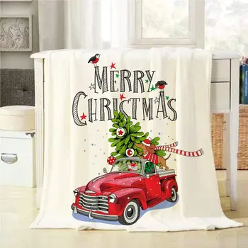 Felicitare de crăciun Arunca Pătură Roșie Retro Camion cu un Brad Cadouri și Teckel într-o Eșarfă Decorative Pături
