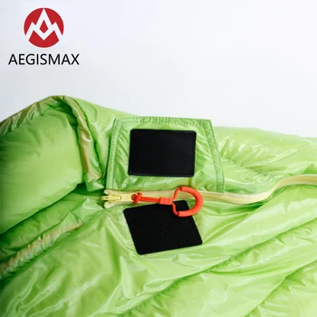 AEGISMAX MINI Lung Verde/Negru în aer liber Camping Ultralight 95% Alb de Gâscă în Jos Mumie Stil fără capac Sac de Dormit 800FP 200x86cm