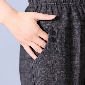 Primavara Casual Carouri Mama Drept Negru Pantaloni Femei Plus dimensiune 5XL Mare Elastic Talie Pantaloni Harem Vintage Stripe Pantaloni 2020