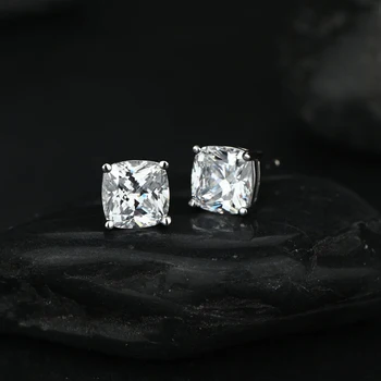 OEVAS 925 7*7mm Spumante de Înaltă Carbon Nunta de Diamant Cercei Stud Pentru Femei Petrecerea de Logodna Bijuterii Fine Cadouri