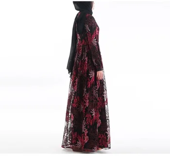 WEPBEL Brodate Musulman Abaya-Linie femeii O Talie Mare Rochii de Moda Toamna Drapat Leagăn Podea-Lungime Rochie