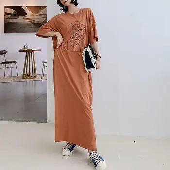 NYFS rochie de Vara 2021 Nou Liber de mari dimensiuni maneci scurte Extra lungi rochie Vestidos Halat Elbise Moda simplu de imprimare Femeie rochie