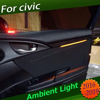 11 4 usi culoare Lampă Ambientală Pentru Honda Civic 2016 2017 2018 2019 LED Lumină Atmosferă Fibra de Carbon Stil