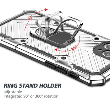 De lux Armura rezistenta la Socuri telefon Caz Pentru iphone SE 2 12 11 Pro XS Max XR 7 8 Plus 12 Mini Acoperire Completă Masina Inel Magnetic Bara de protecție Caz