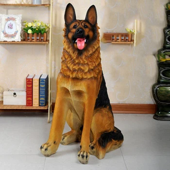 Pastorală De Simulare Animal Norocos Câine Lup Rășină Ornamente De Grădină În Aer Liber Mall Decorare Curte Park Villa Mobilier Meserii