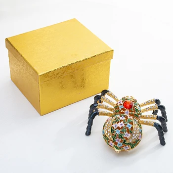 H&D de Mână-pictat cu Balamale Spider Breloc cutie Cu Cristale Email Animale Decor Aranchnid Figurina de Colectie de Bijuterii de Stocare Cadou
