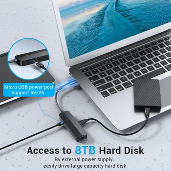 Intervenție USB Ethernet Adapter USB 3.0 2.0 to RJ45 Gigabit Ethernet cu Încărcător Micro USB Port pentru Rețea Hard Disk Ethernet HUB