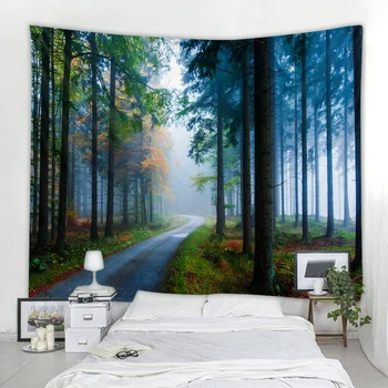 De vânzare la cald pădure pădure peisaj tapiserie scena decor fundal pentru perete decor pânză agățat super mari dimensiuni opțional
