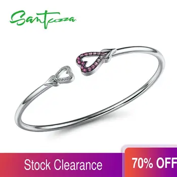 SANTUZZA brățară Brățară pentru Femei Argint 925 elastic tubular conductă de Inima Roz Brățară Reglabil Chic Moda Bijuterii