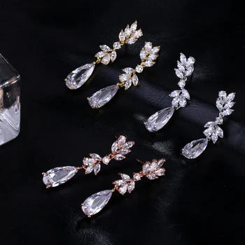 Bettyue Marca Trei Culori Populare de Lux Simetrice Cristal Zircon Moda Noua Lunga Eleganta de Cercei bijuterii pentru femei