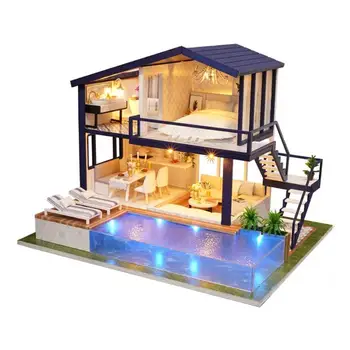 2020 3D DIY din Lemn Mini Păpuși Pentru Copii Xmas Cadou Dragoste Timp Apartament Mobilier Casa Papusa Jucarii Educative, Mobilier Nou